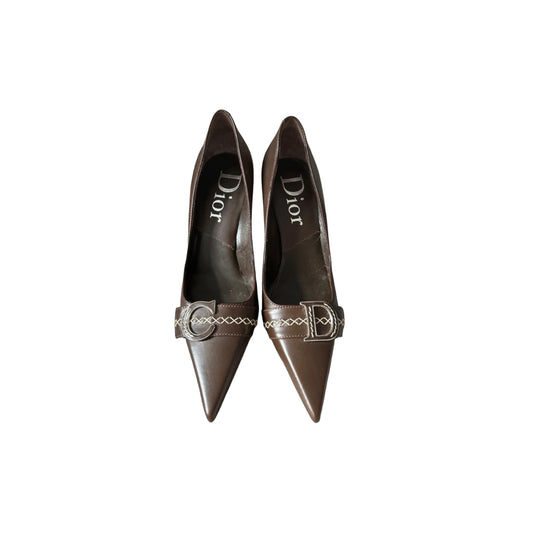 Vintage Dior brown leather heels / 37.5