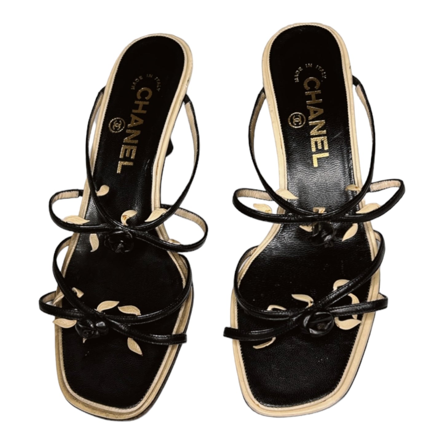 Vintage Chanel rosebud leather sandals