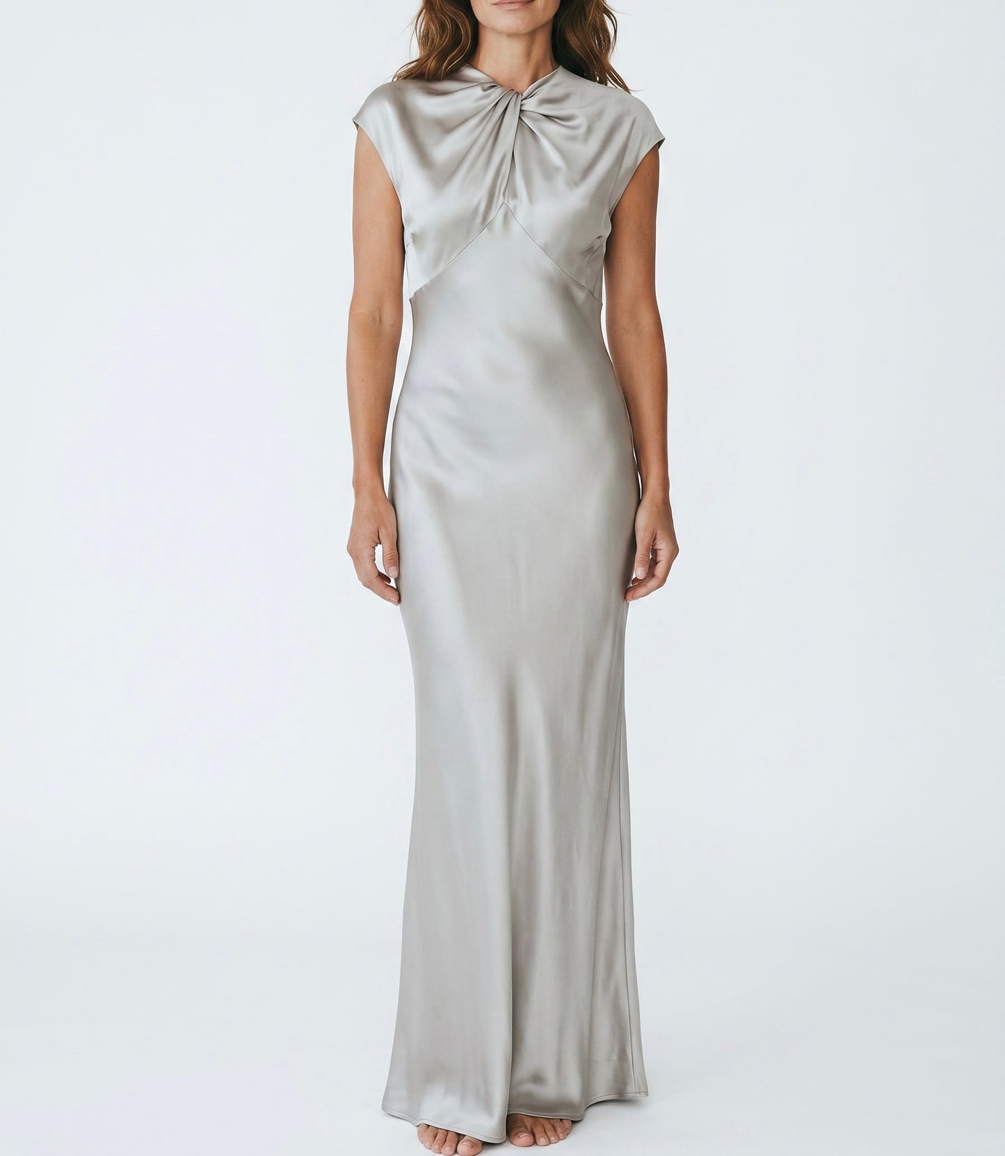 Ralph Lauren SS2005 silver metallic silk gown