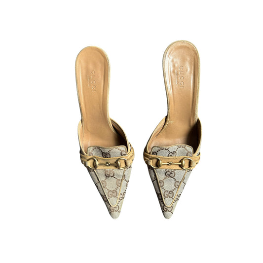 Vintage Gucci monogram horse-bit mules by Tom Ford / 36