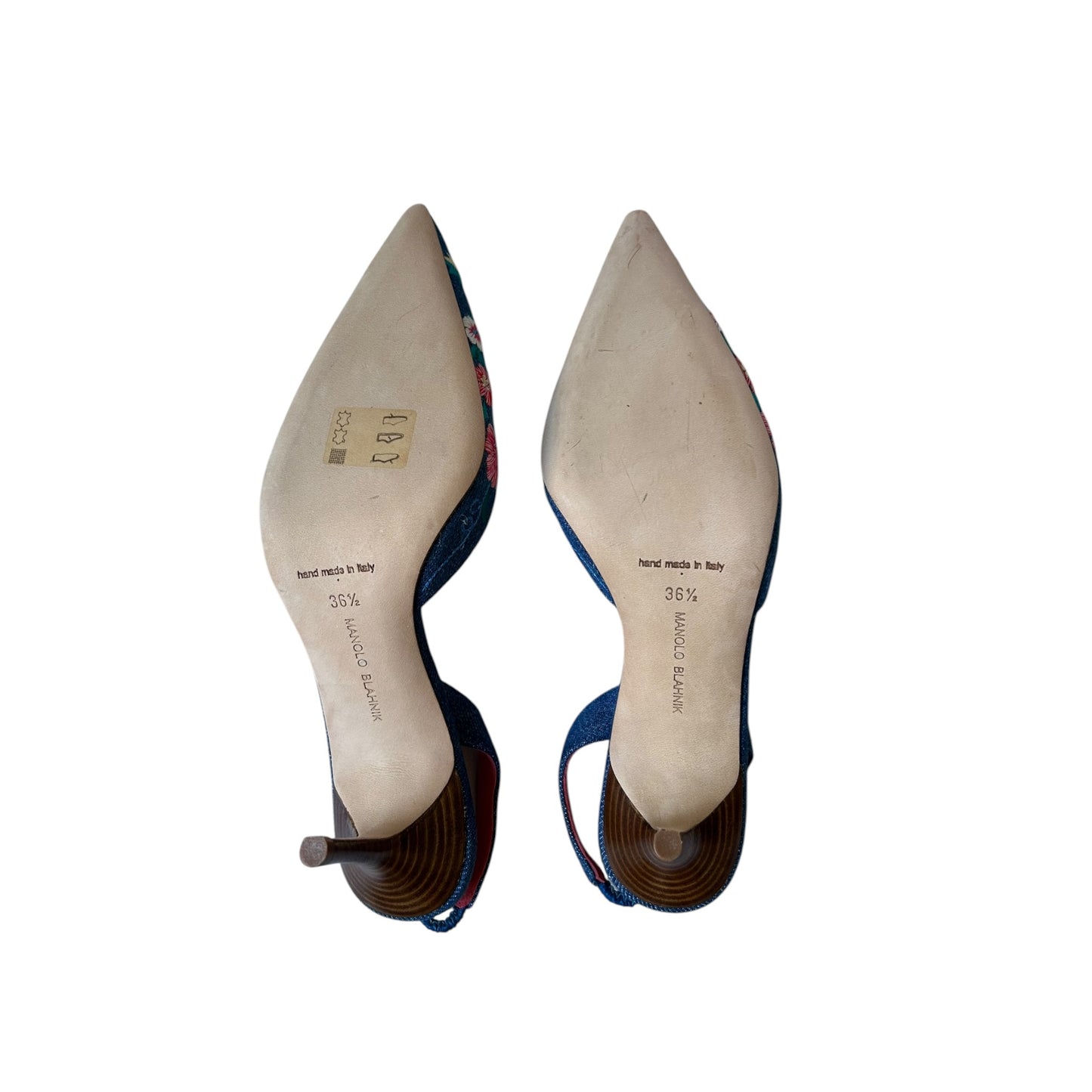 Vintage Manolo Blahnik floral canvas slingback heels NWT / 36.5