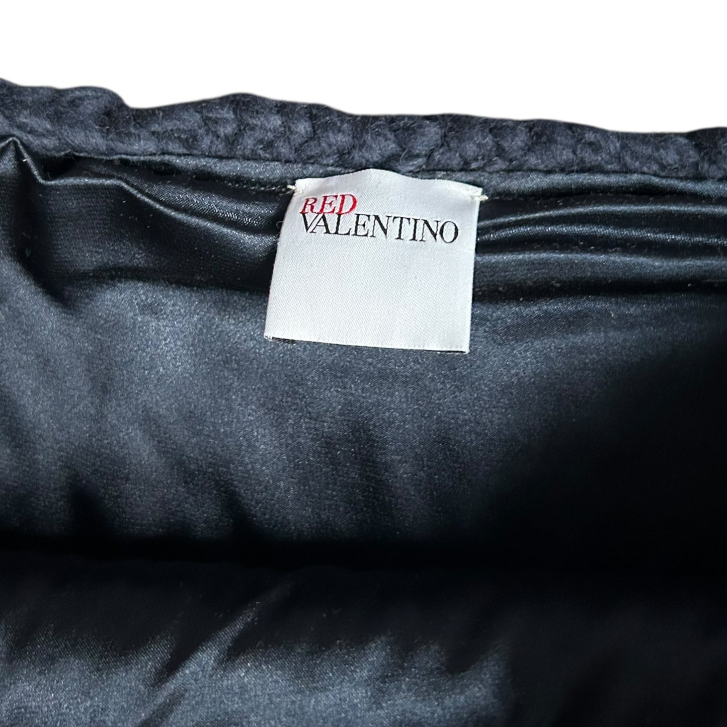 Vintage Valentino Navy Knit Skirt with Genuine Fur Trim – Luxury Wool Mini Skirt