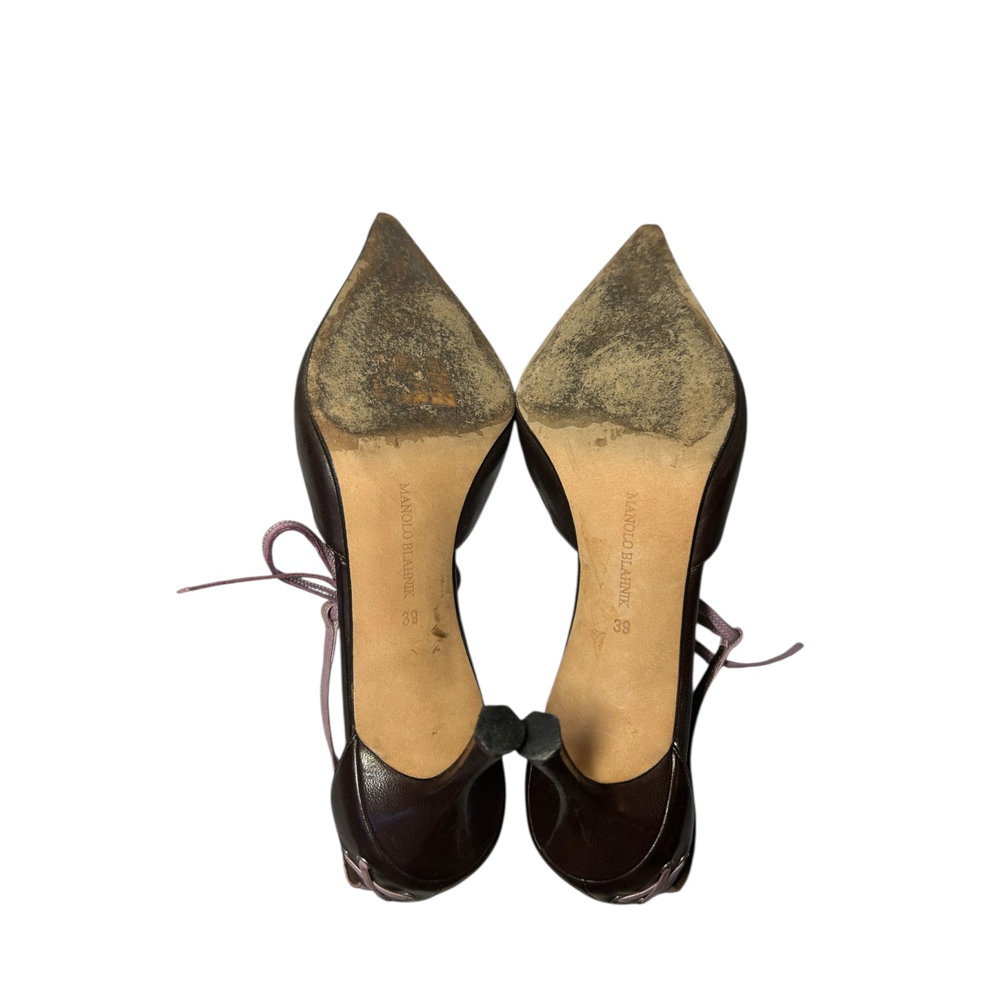 Vintage rare Manolo Blahnik bow tie purple-brown heels / 39