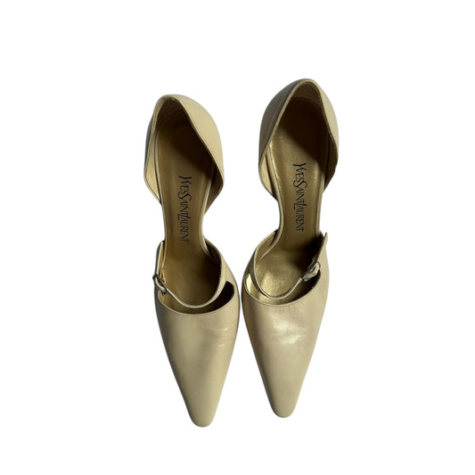 Vintage Yves Saint Laurent butter strap heels / 36.5