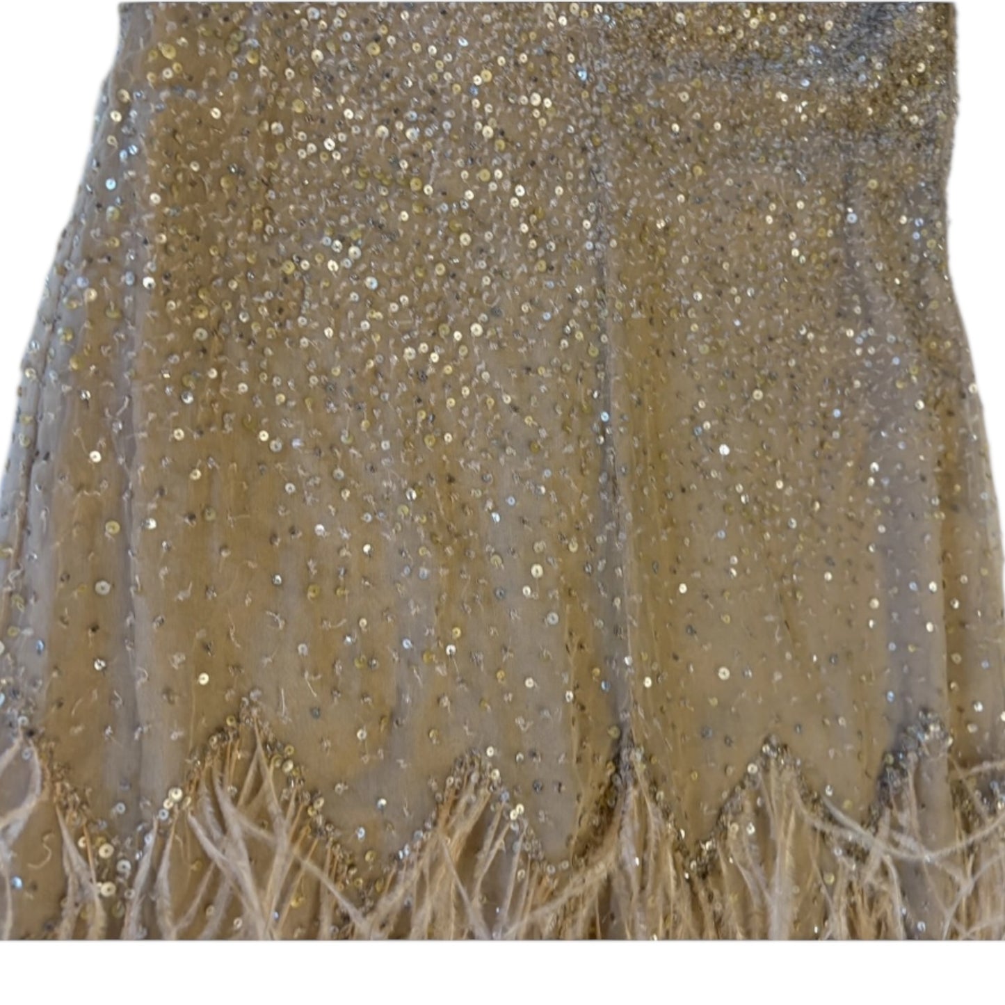 Vintage rare Oscar De La Renta Runway SS 2003 Sequin Feathered Gown