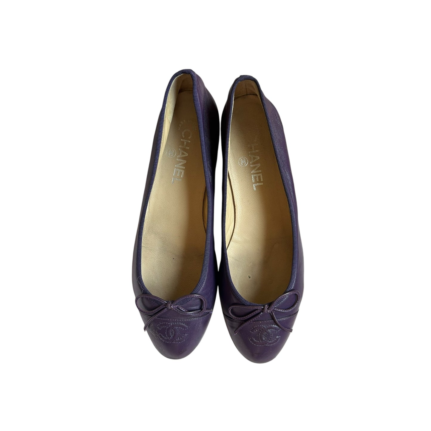 Vintage Chanel CC interlocking logo purple ballet flats / 39.5