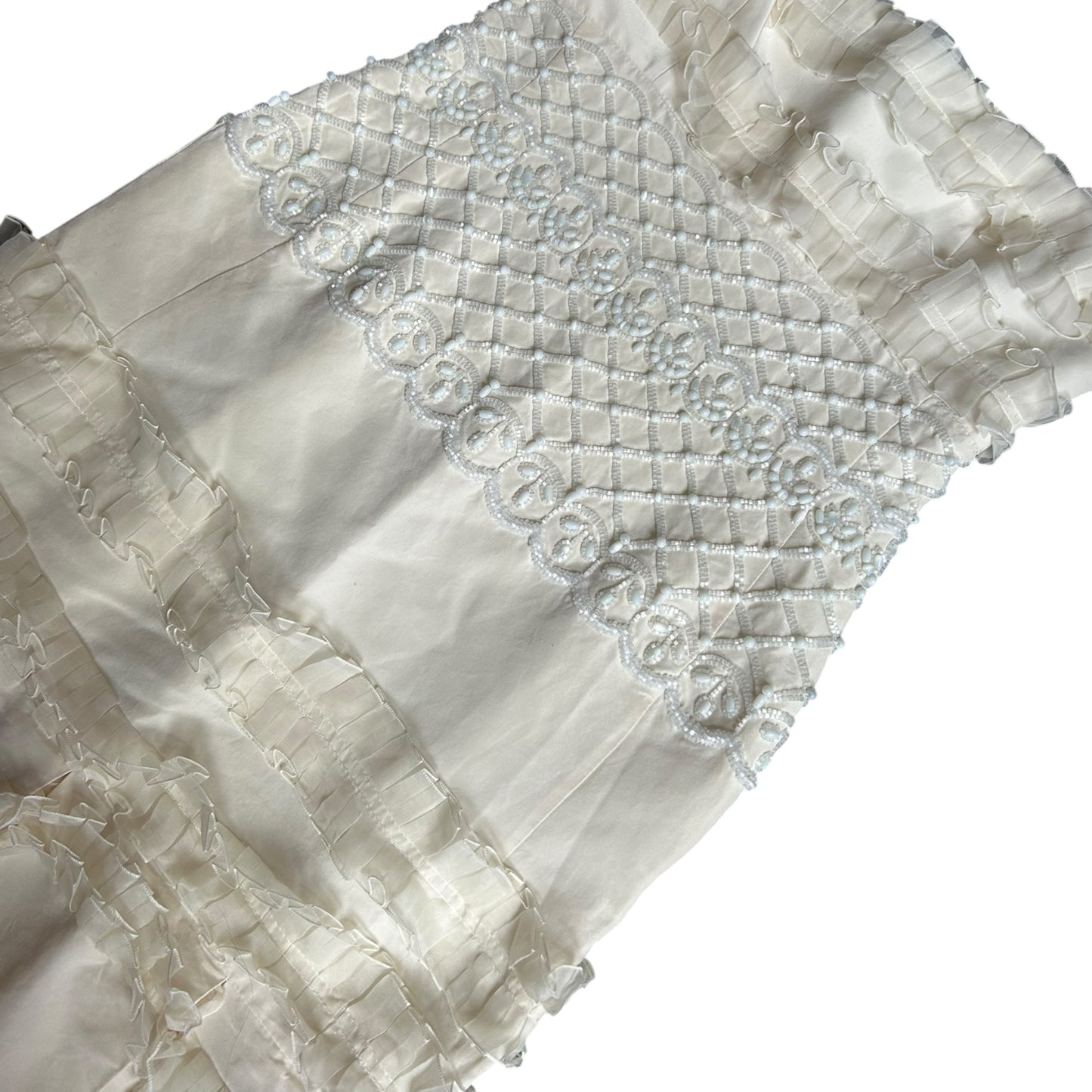 RENTAL ONLY-Christian Dior by John Galliano 2007 Bridal Ivory Silk Ruffle Dress – Beaded Corset Bodice