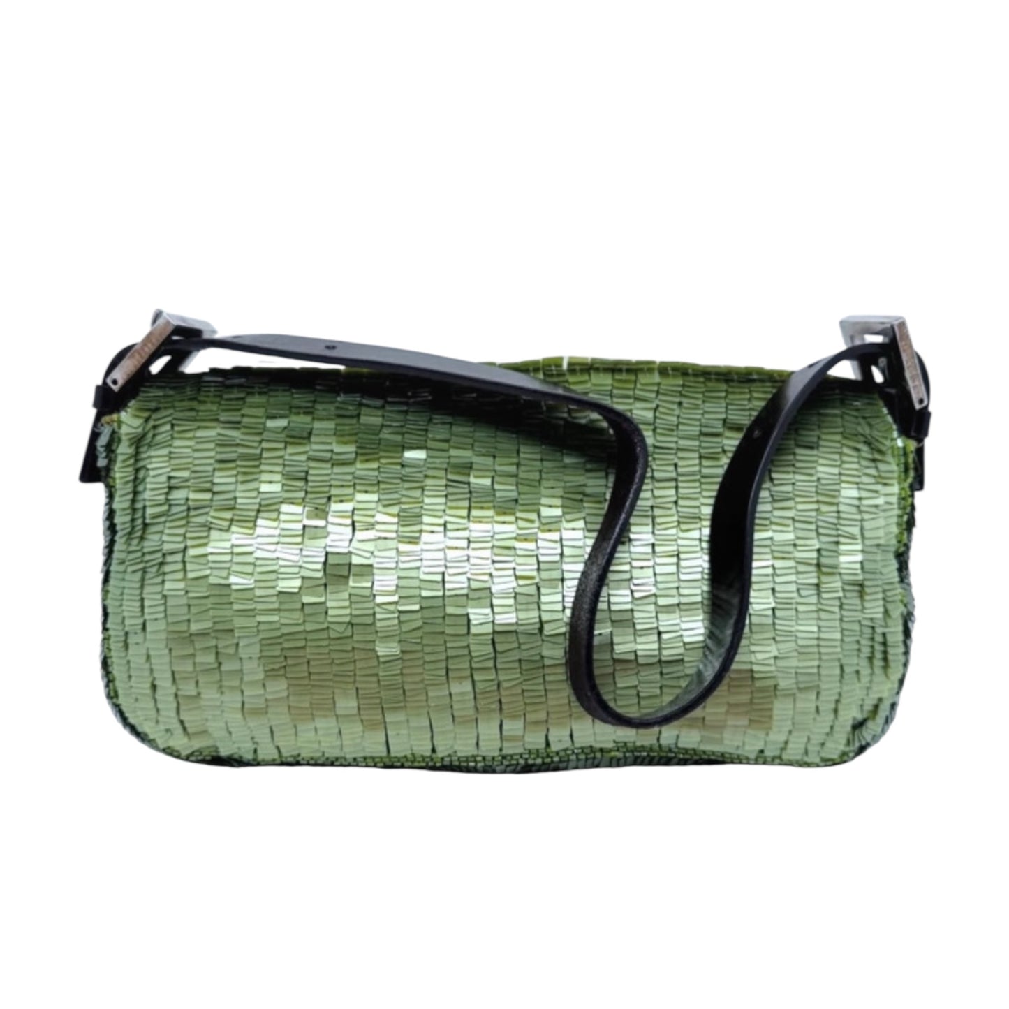 Fendi Baguette Green Sequined Bag – Vintage FF Logo Shoulder Bag