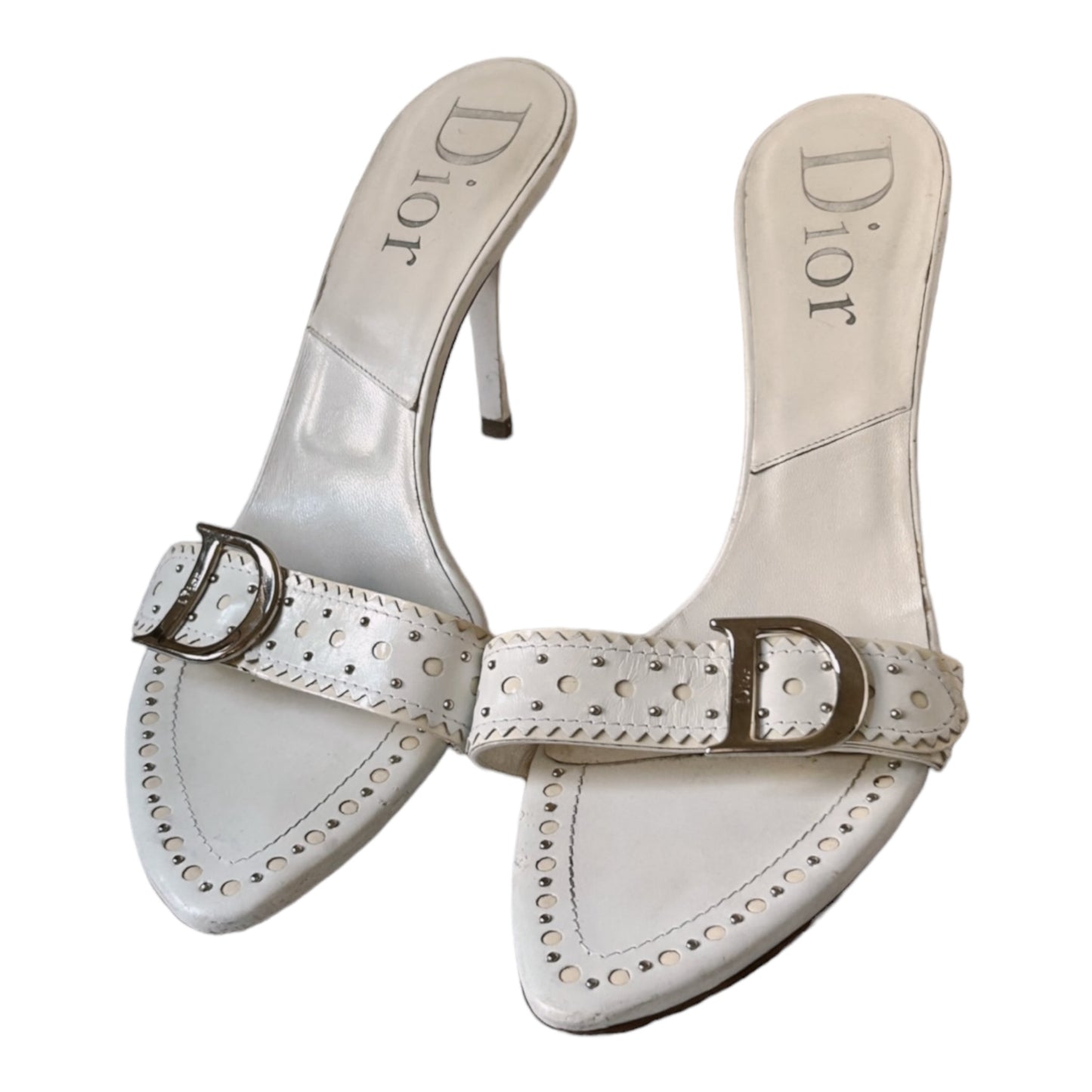 Vintage Dior white leather mules