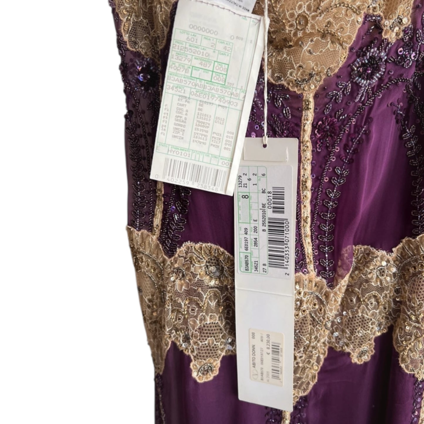 RENTAL ONLY-Vintage Valentino 2005 purple sequined lace dress NWT