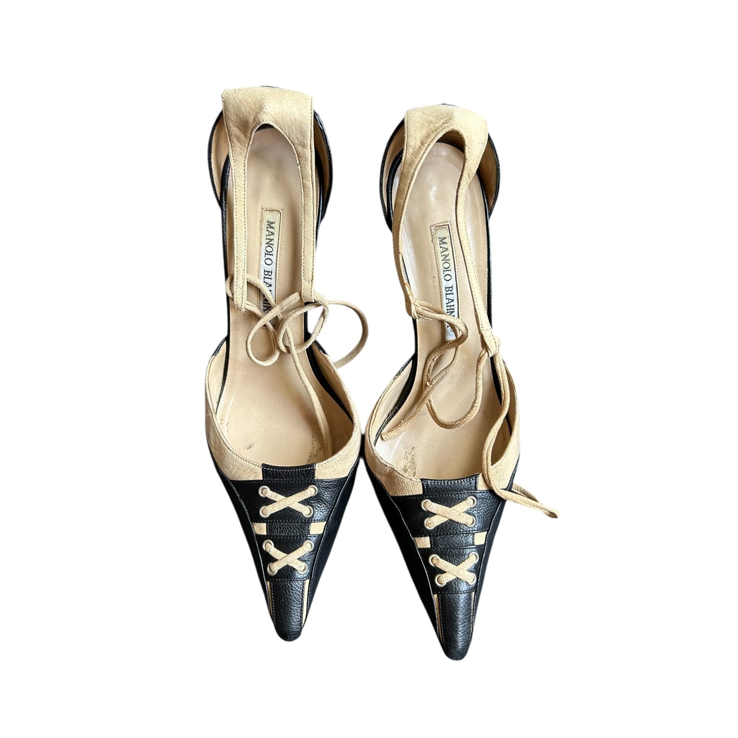 Vintage Manolo Blahnik lace up heels / 39