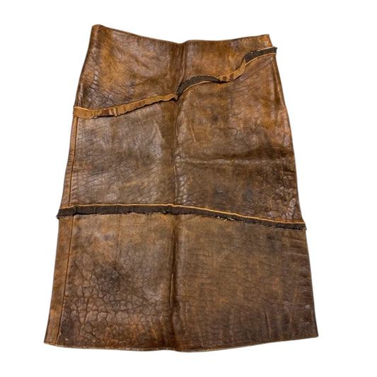 Vintage Cavalli AW05 asymmetrical brown leather skirt