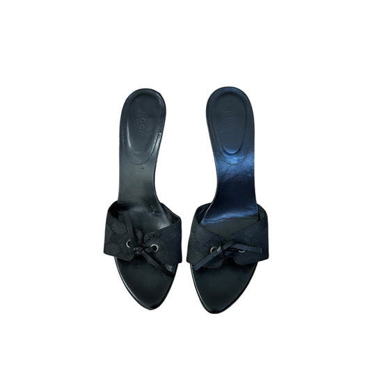 Vintage Gucci monogram black mule heels / IT37