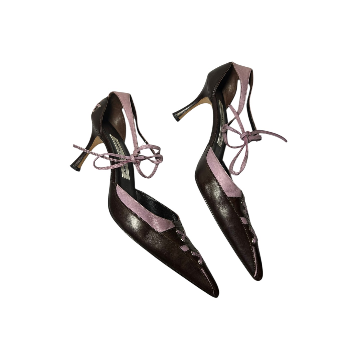 Vintage rare Manolo Blahnik bow tie purple-brown heels / 39