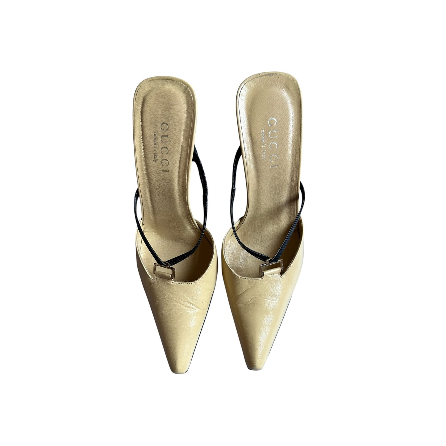 Vintage Gucci beige black mule heels / 37