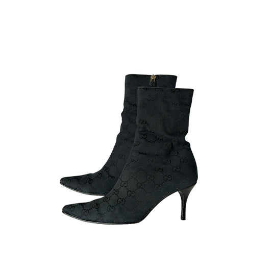 Vintage Gucci monogram canvas GG logo ankle boots / 35.5