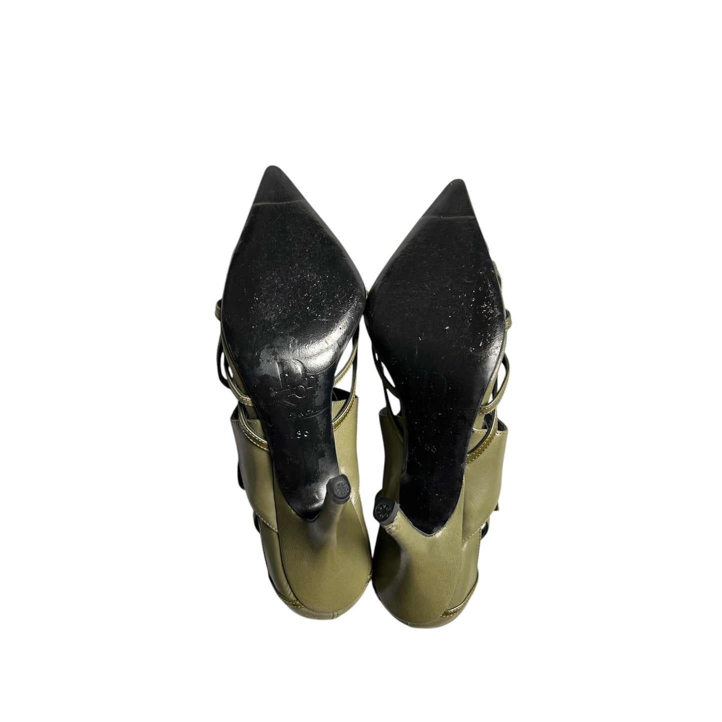 Vintage Dior by Galliano 00s strap khaki bondage heels / 36