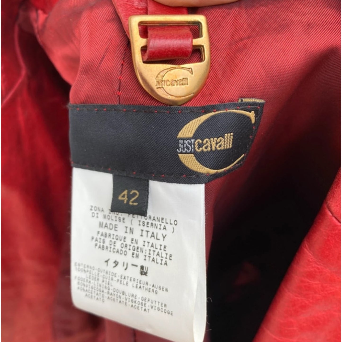 Vintage Roberto Cavalli burgundy leather jacket