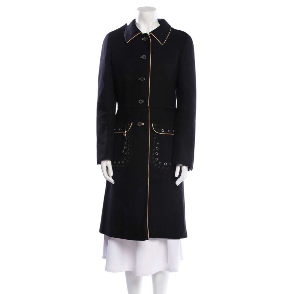 Vintage Prada FW04 black Runway wool ribbon coat