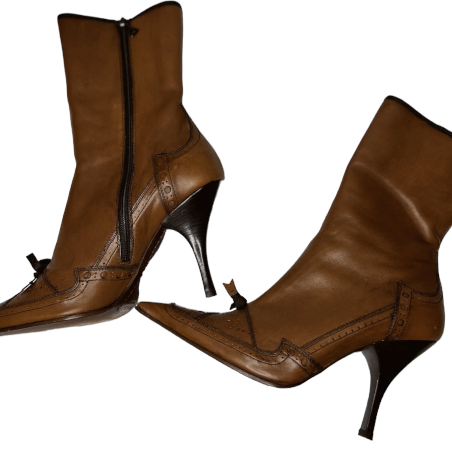 Vintage Prada brown bow tie boots