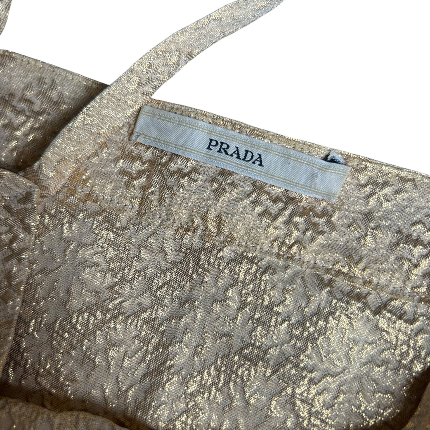 Vintage Prada SS2002 Runway silk blend golden jacquard dress