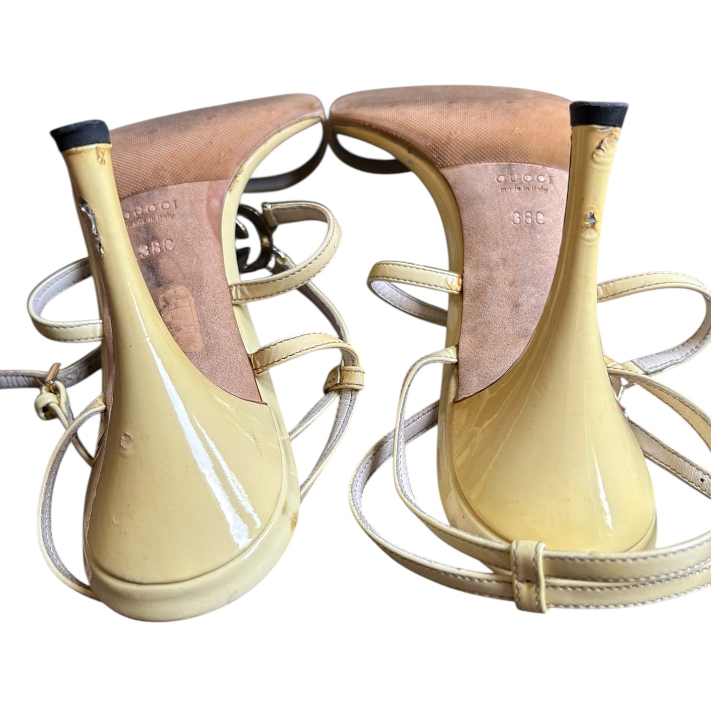 Vintage Gucci leo logo butter sandal heels / 38