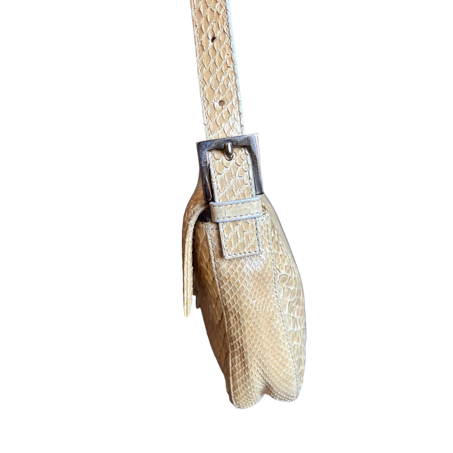 Vintage Fendi Baguette Bag Beige Python Snakeskin Leather Shoulder Handbag Rare