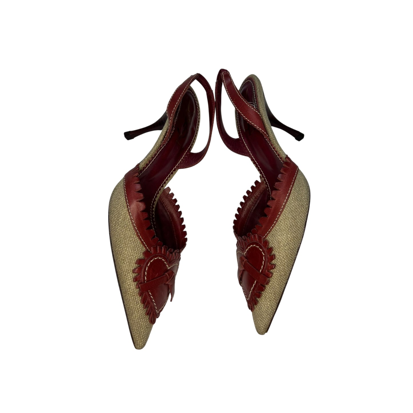 Vintage YSL iconic canvas heart sling back heels / 37