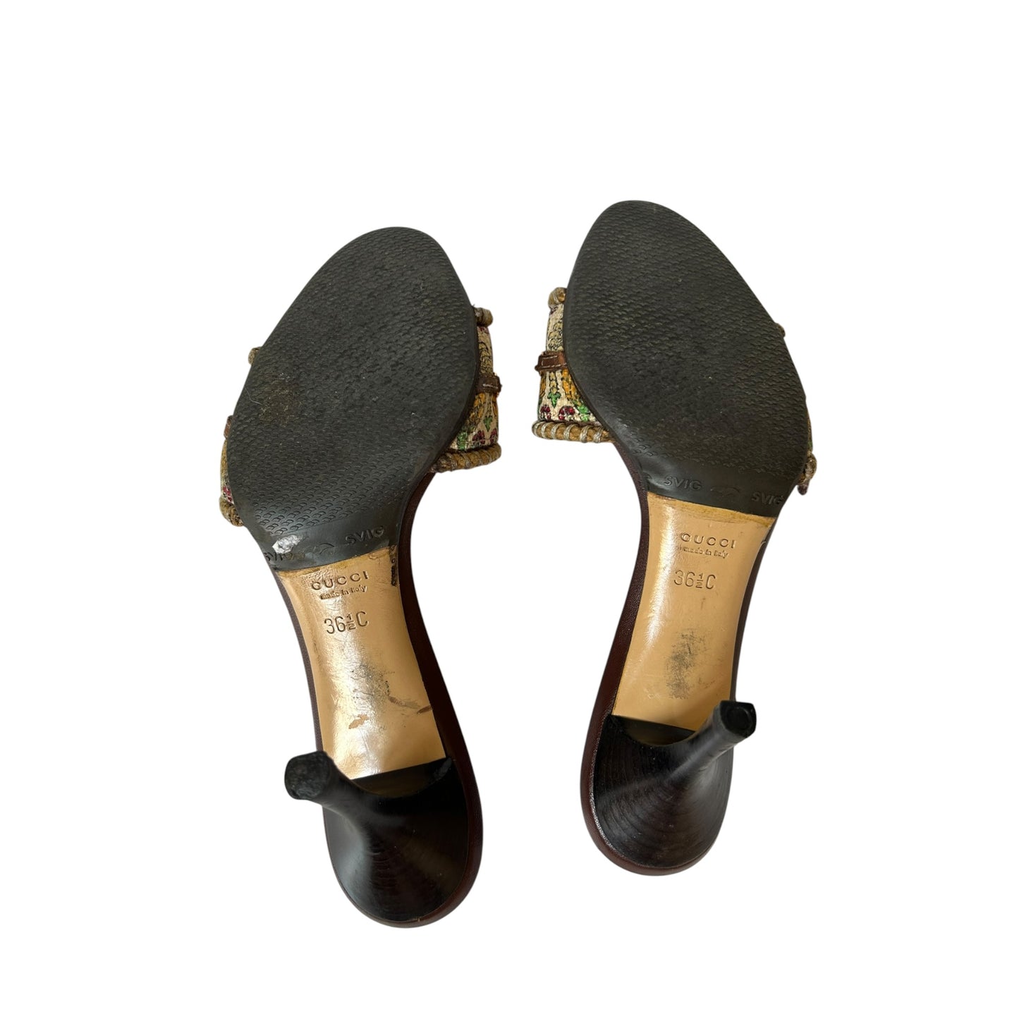 Vintage Gucci pineapple mule heels / 36.5
