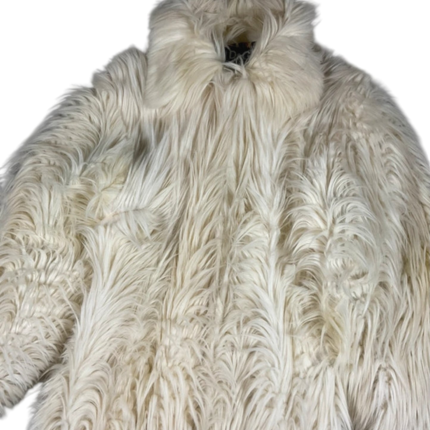 Vintage 90s Dolce&Gabbana afghan white maxi coat