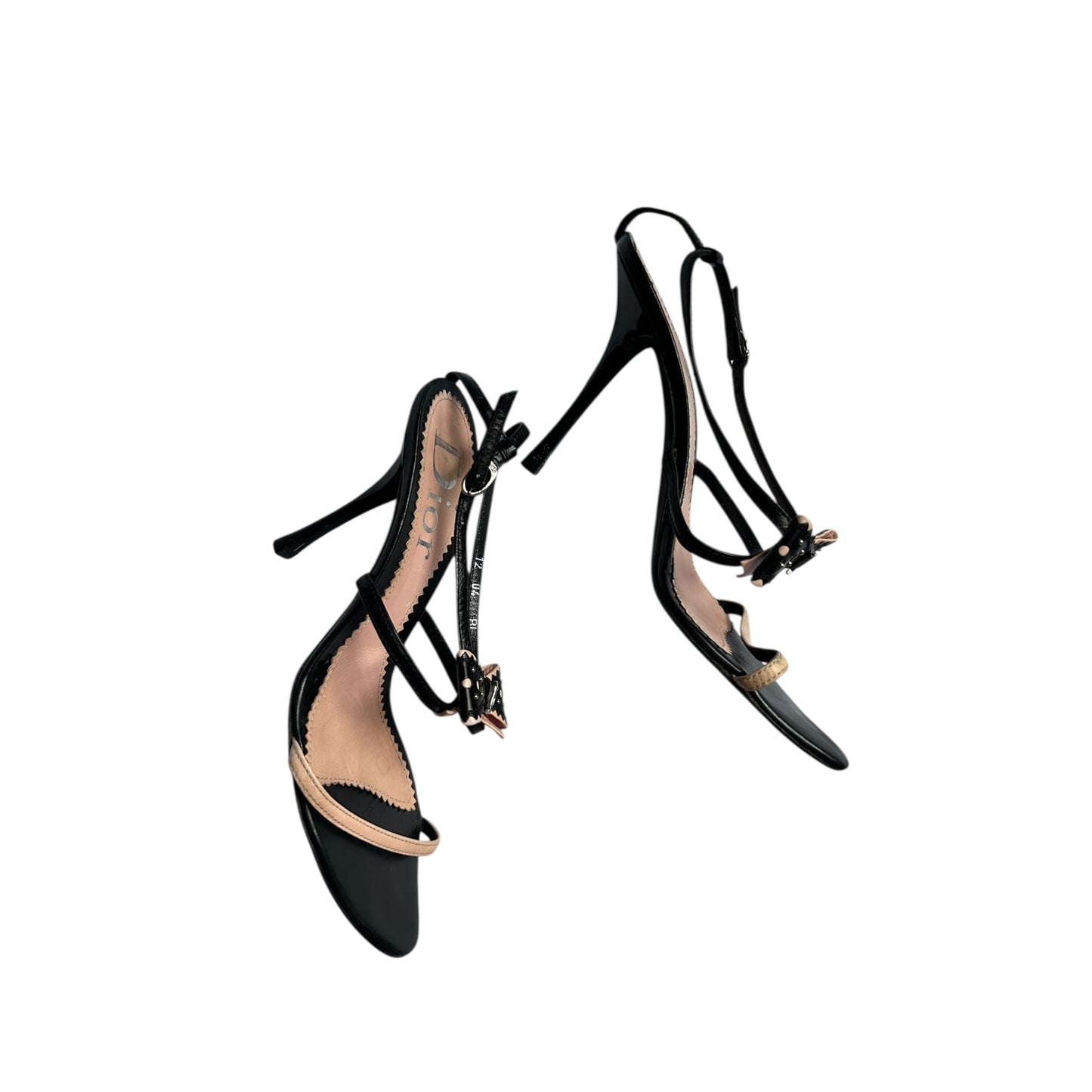 Vintage Dior by John Galliano bow tie pink black sandal heels / 40