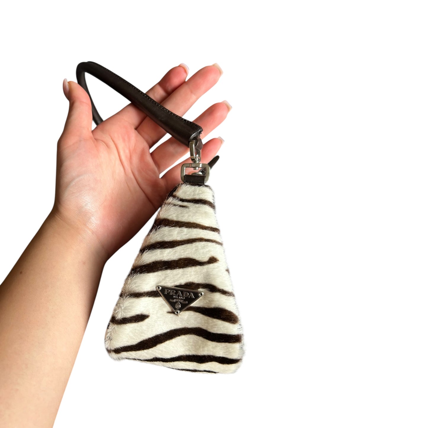 Vintage Prada pony hair zebra animal print shoulder bag