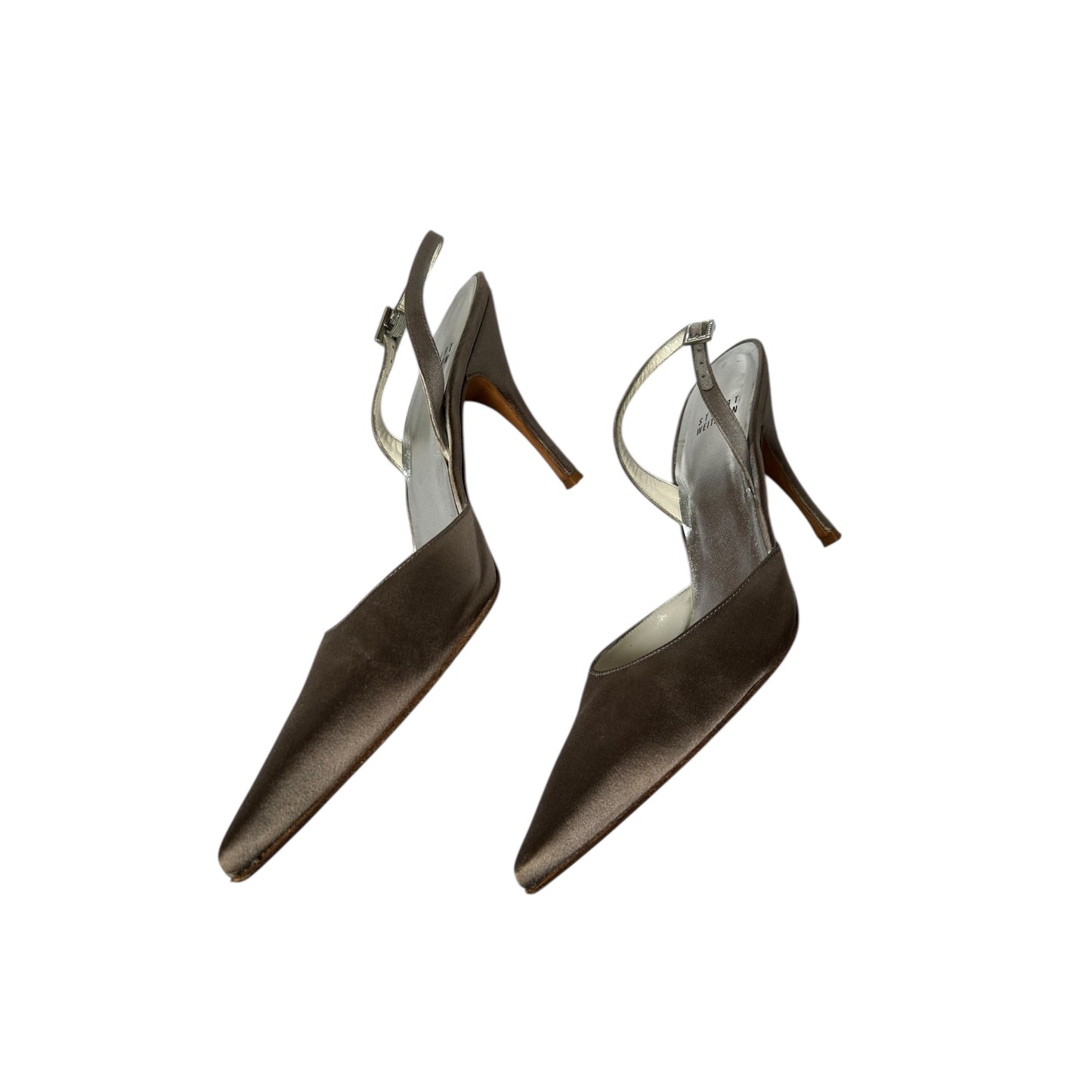 Vintage Stuart Weitzmann satin gray slingback heels/ 39