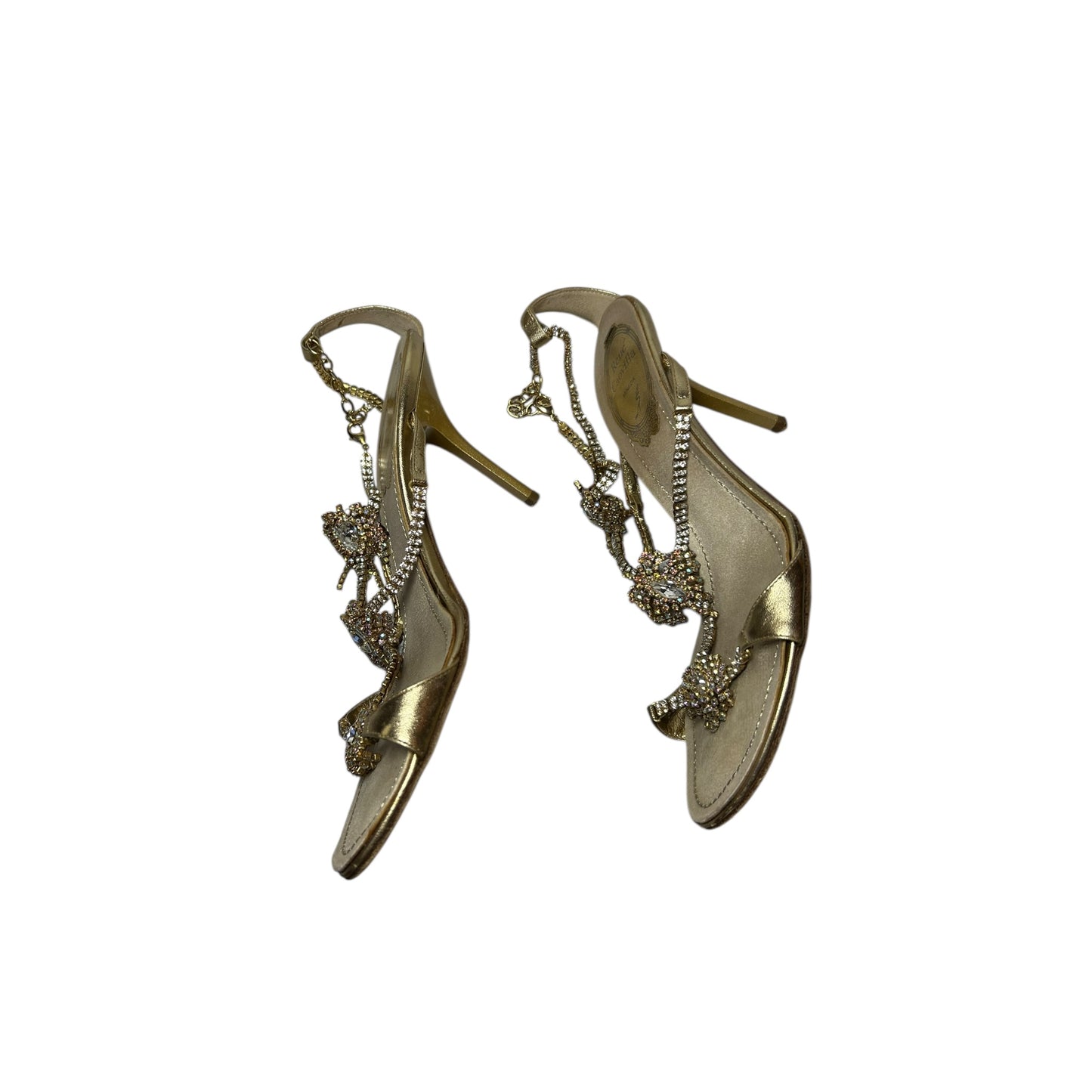 Vintage Rene Caovilla metallic crystal embellished sandal heels / 36