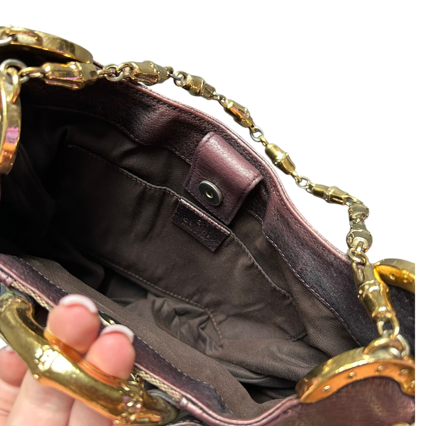 Gucci by Tom Ford 2004 FW monogram bamboo chain bag