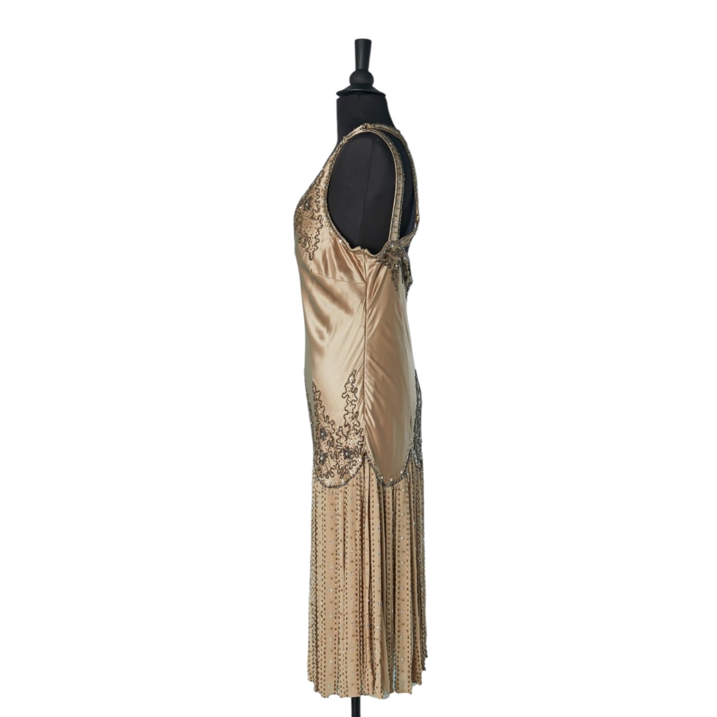 Vintage Versace beige silk beaded 90s dress