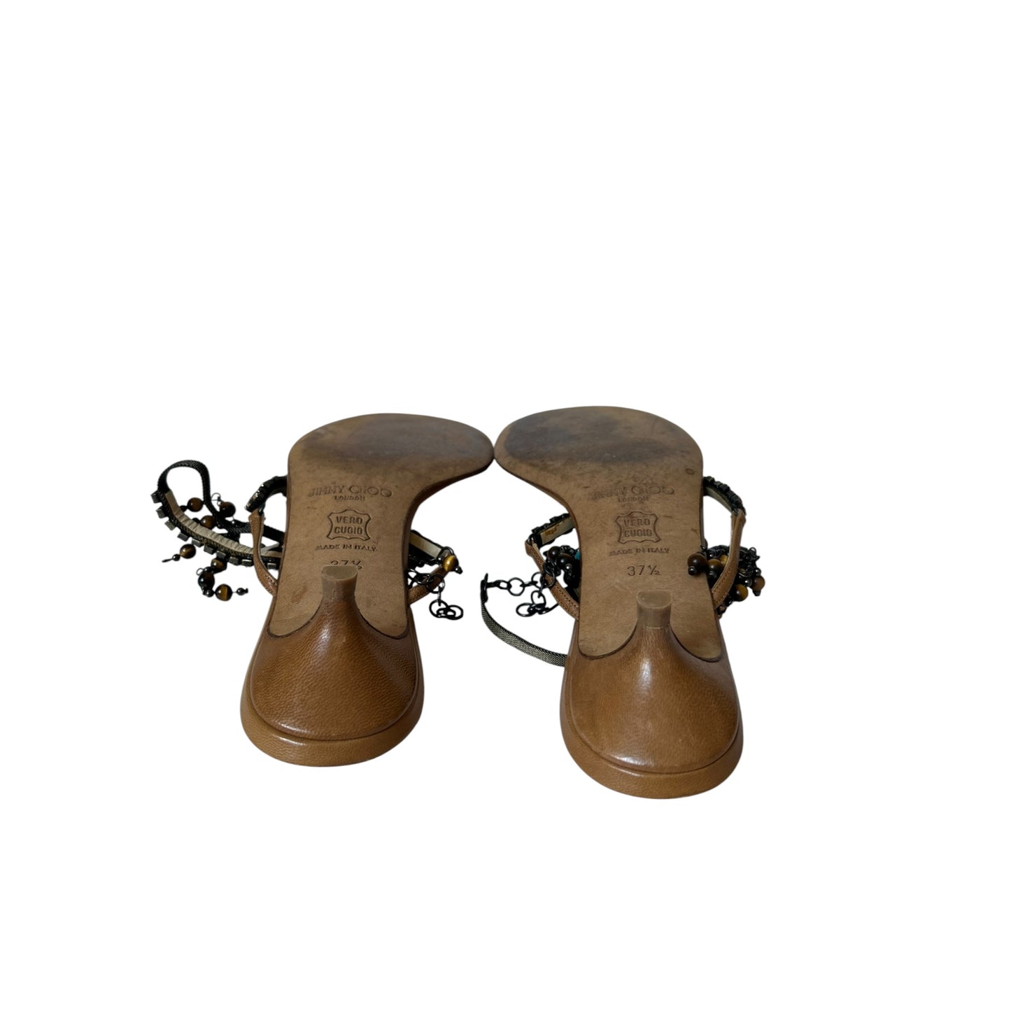 Vintage rare Jimmy Choo brown embellished mules / 37.5