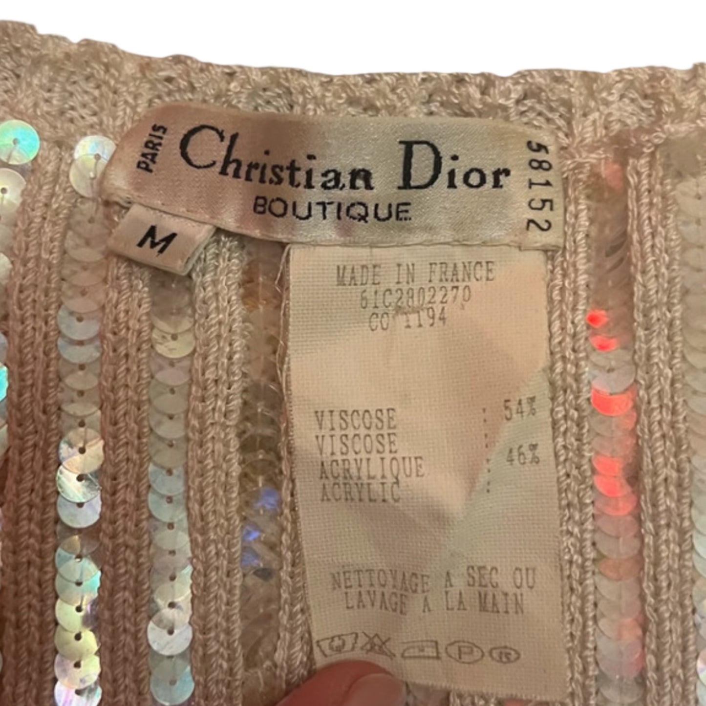 Vintage Christian Dior by John Galliano SS1997 Runway sequenced white top