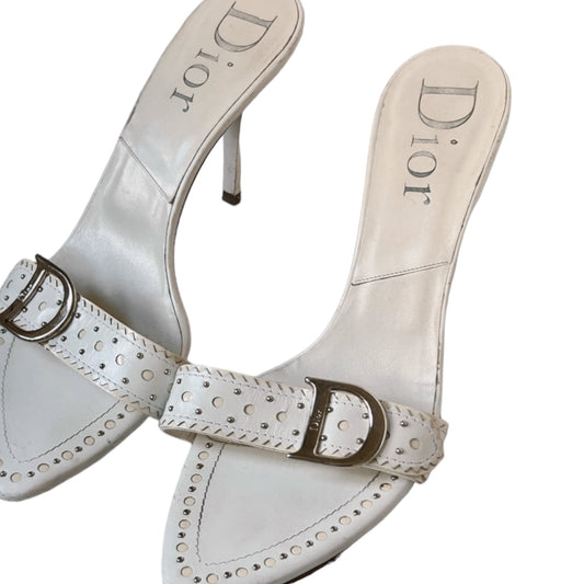 Vintage Dior white leather mules