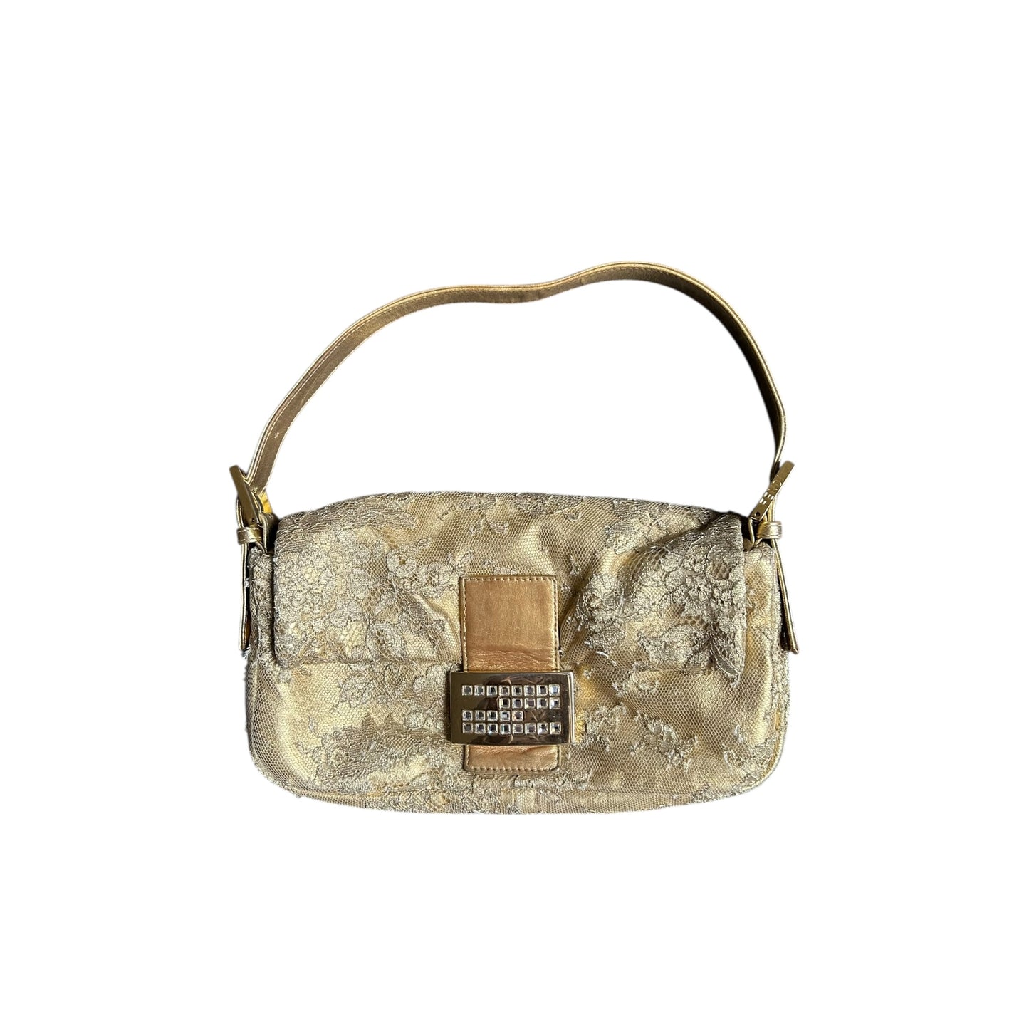 Vintage Fendi lace crystal baguette bag
