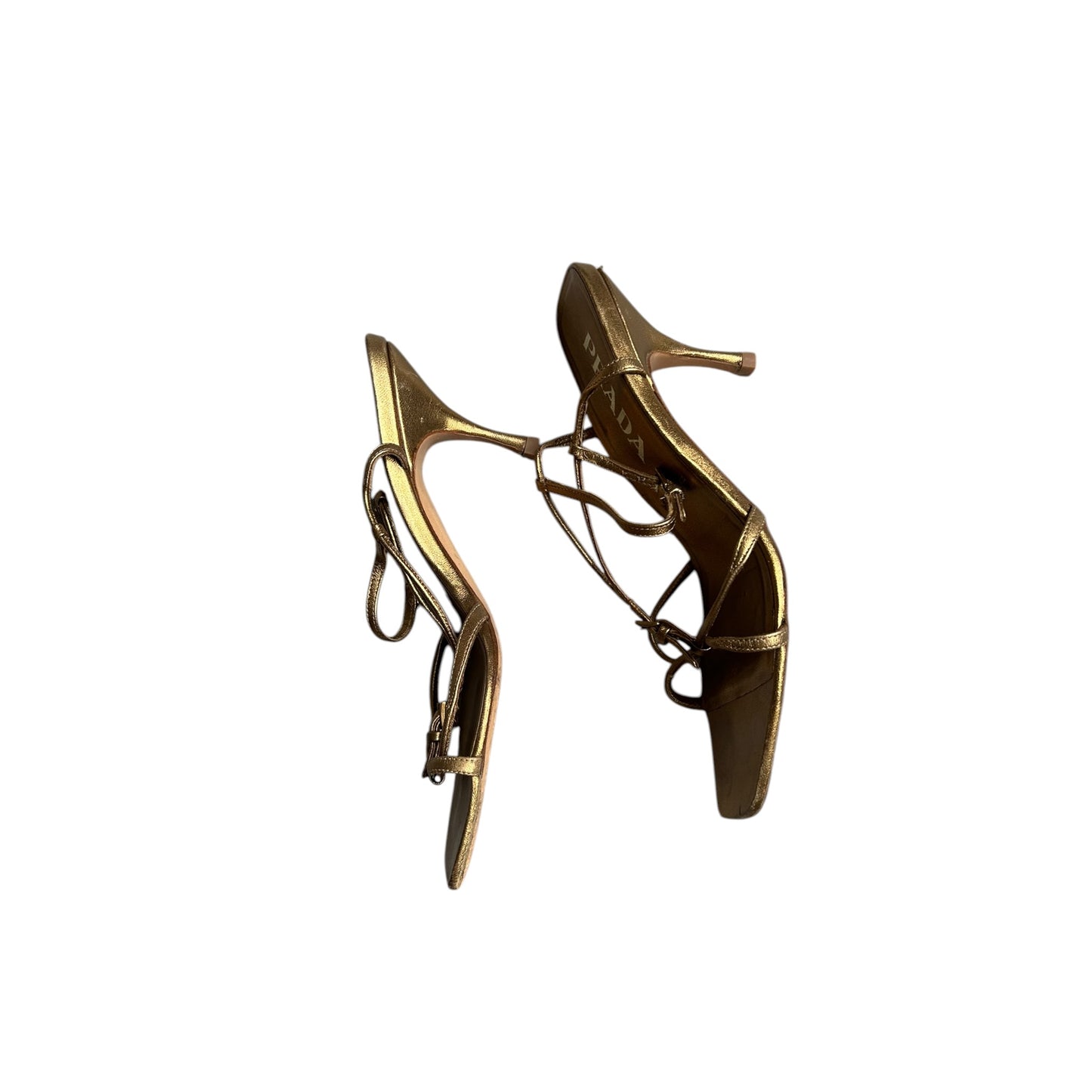 Vintage Prada bronze metallic sandal heels / 37.5