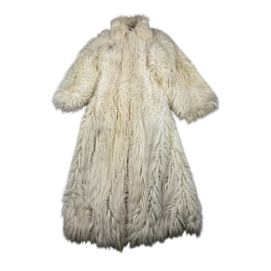 Vintage 90s Dolce&Gabbana afghan white maxi coat