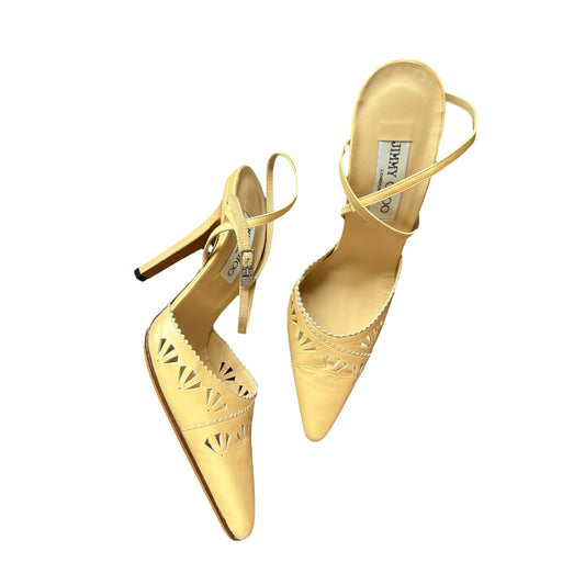 Vintage Jimmy Choo leather  butter cream heels / 39