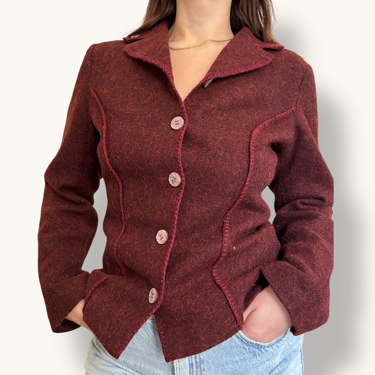 Vintage Cavalli mohair wool burgundy blazer
