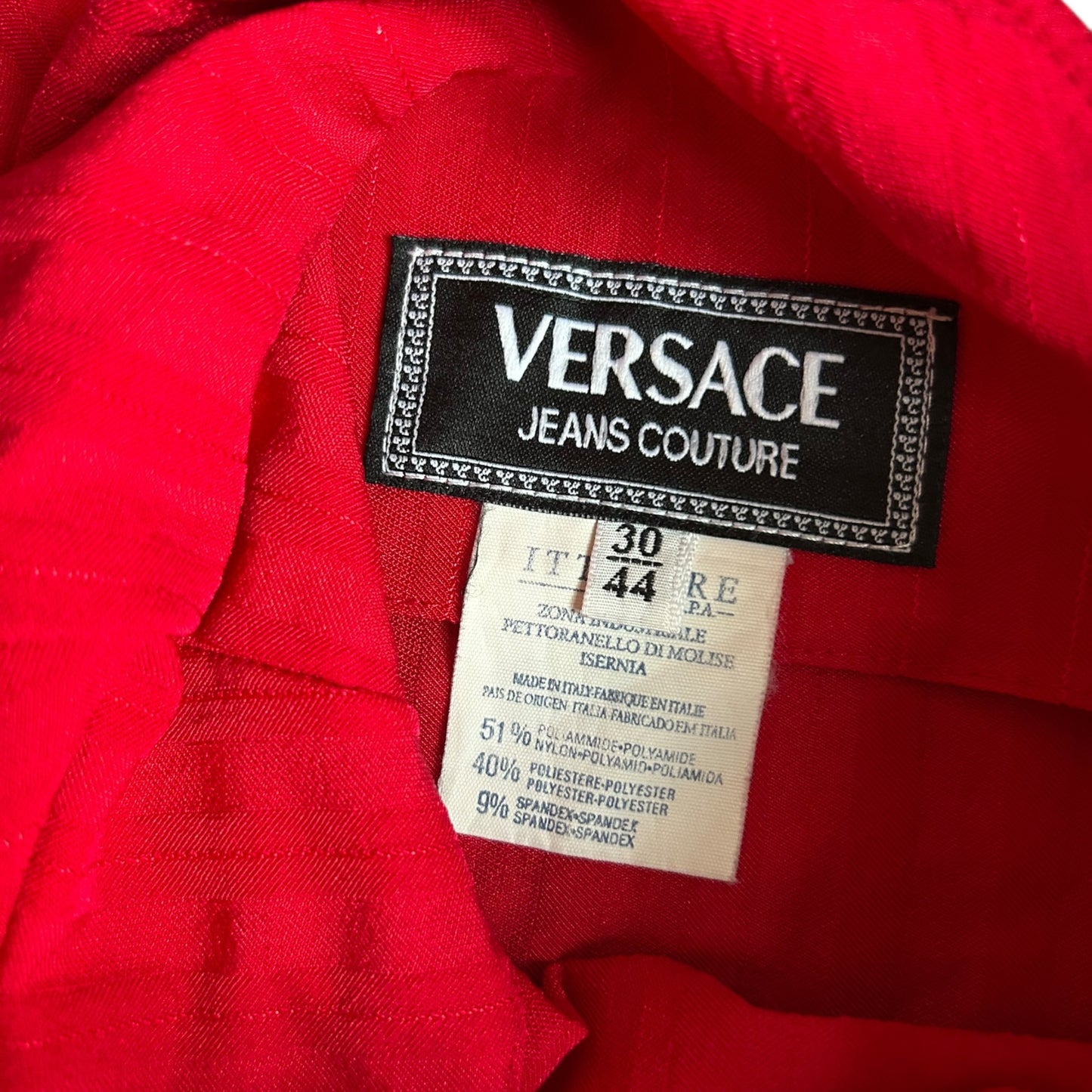 RENTAL ONLY Vintage Versace Jeans Couture Red Bodycon Dress – Medusa Hardware FW1995