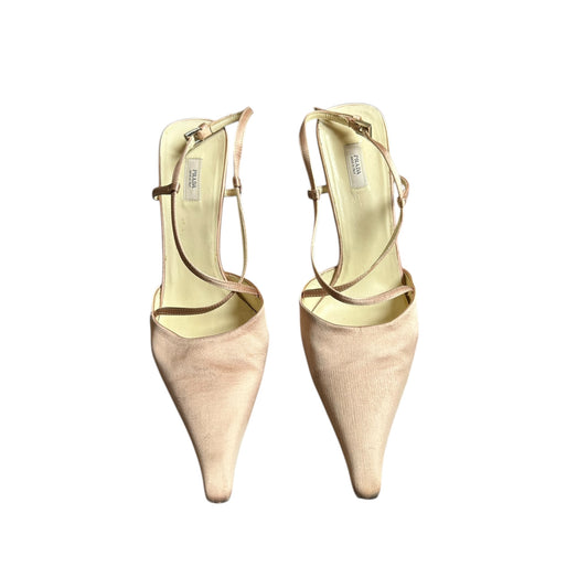 Vintage Prada pink satin heels/ 39