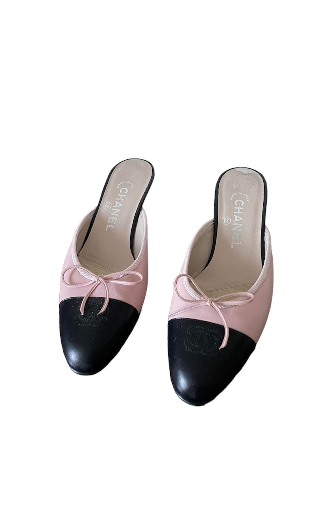 Vintage iconic Chanel pink mules