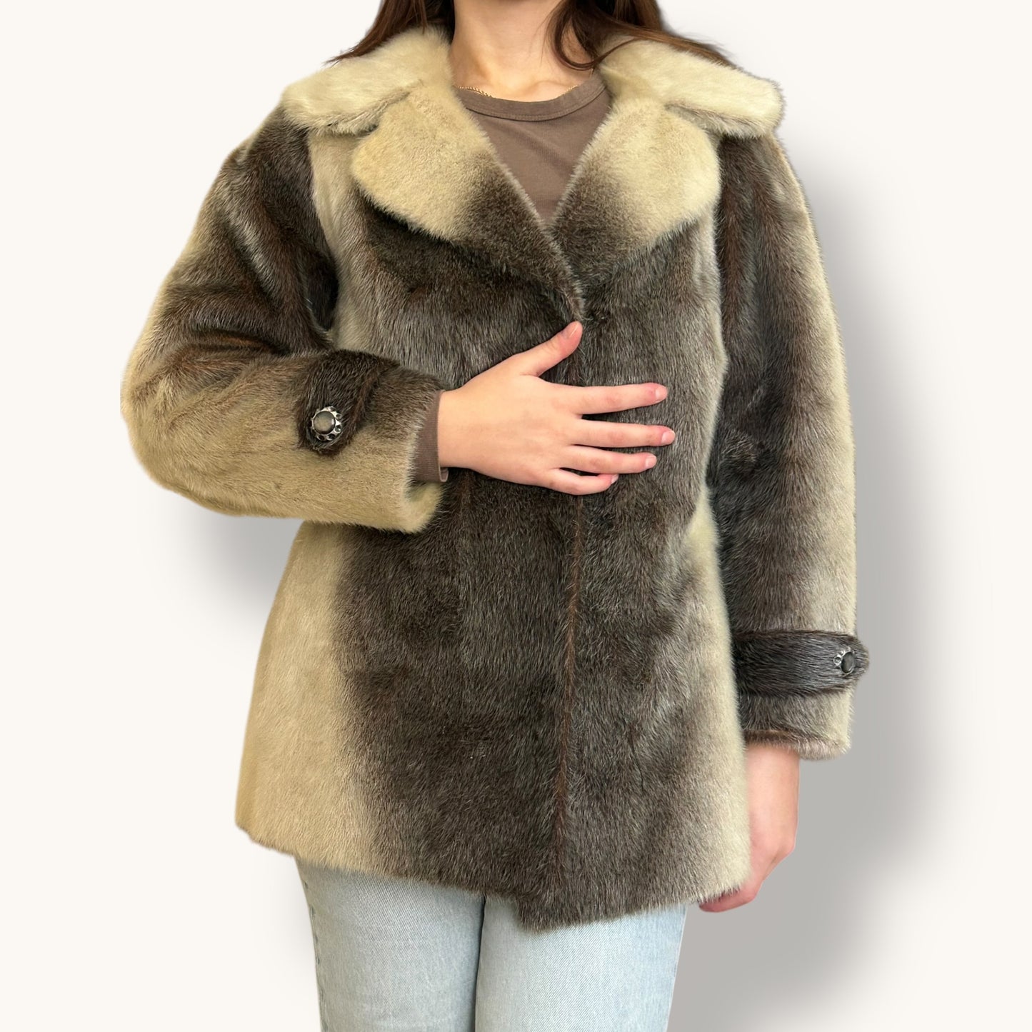 Vintage two tone ombré fur coat