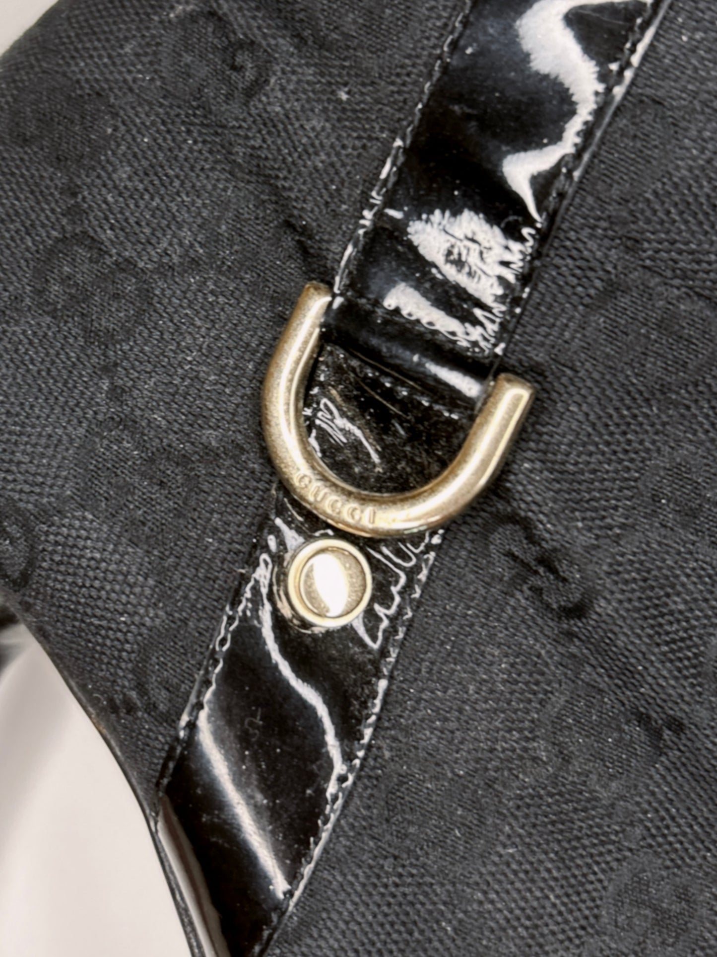 Vintage Gucci by Tom Ford black monogram canvas knee boots / IT 37.5
