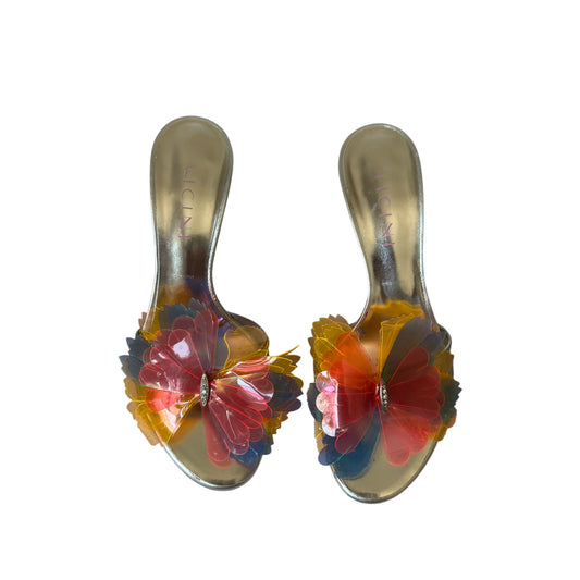 Vintage Vicini by Zanotti multicolor butterfly mule heels / 37